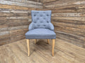 Grey Button Back Fabric Armchair Accent Chair Solid Wood Legs Modern