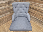 Grey Button Back Fabric Armchair Accent Chair Solid Wood Legs Modern