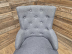Grey Button Back Fabric Armchair Accent Chair Solid Wood Legs Modern