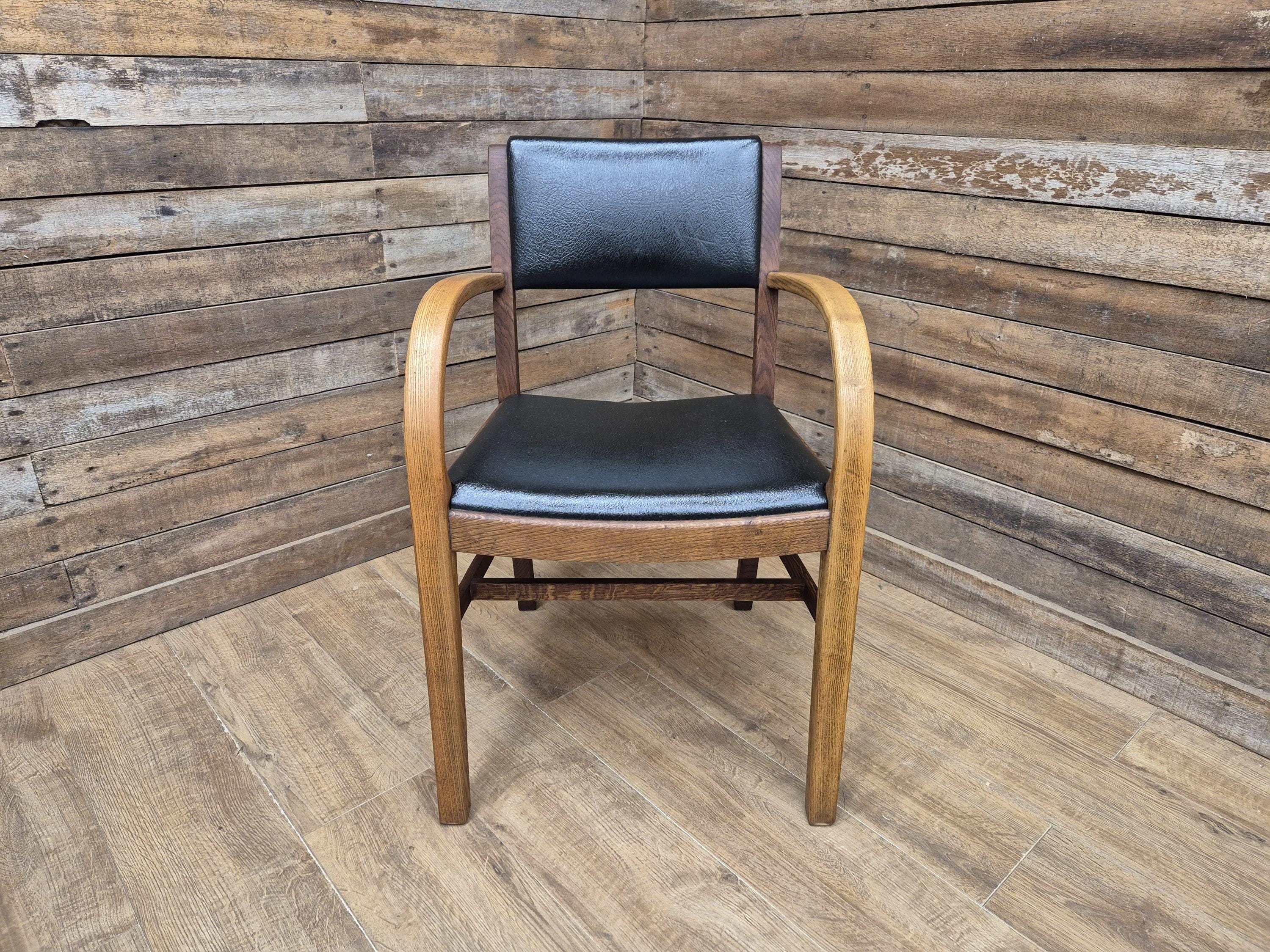 1956 Parker Knoll Oak Armchair Air Ministry AM Mid Century Office Chair