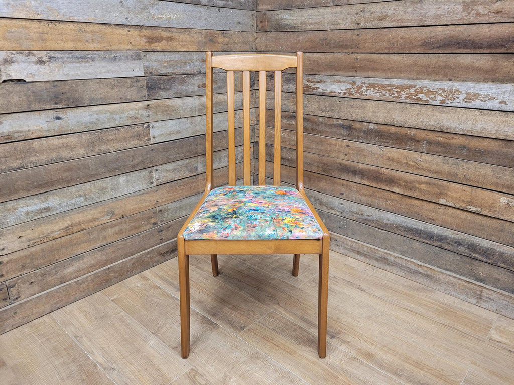 Mid Century Retro Hall Bedroom Chair Slat Back Renoir Velvet Upholstery