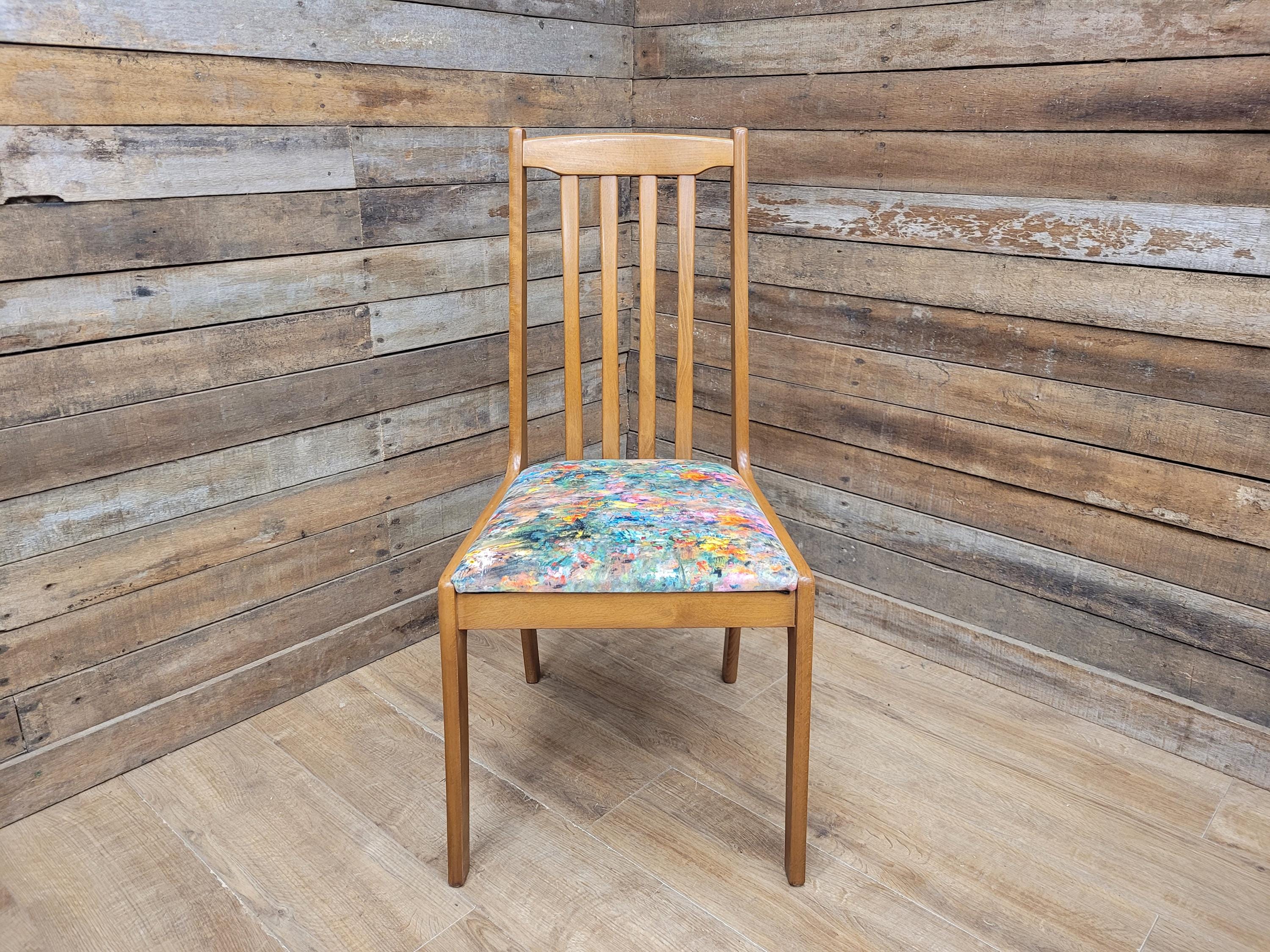 Mid Century Retro Hall Bedroom Chair Slat Back Renoir Velvet Upholstery