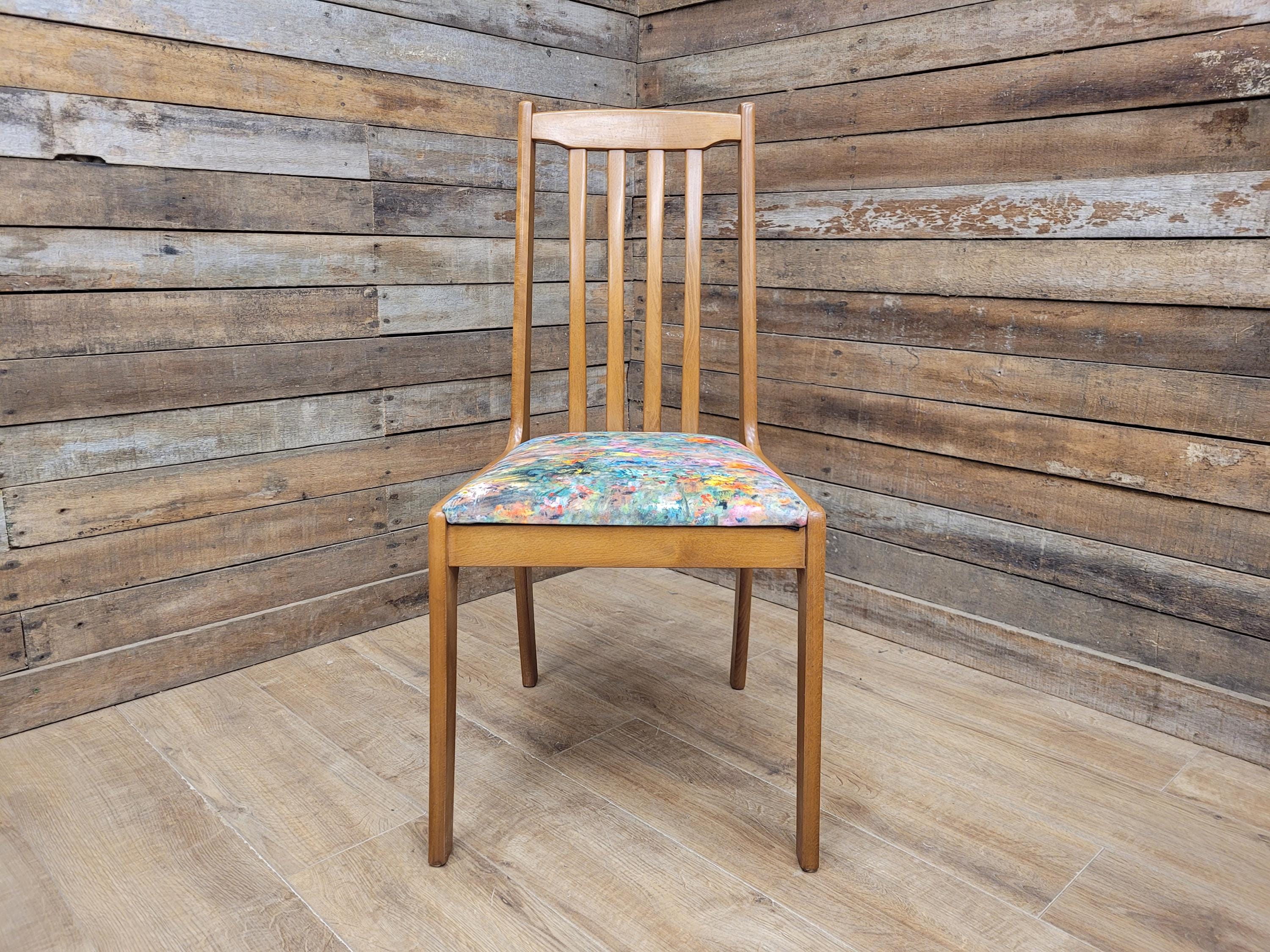 Mid Century Retro Hall Bedroom Chair Slat Back Renoir Velvet Upholstery