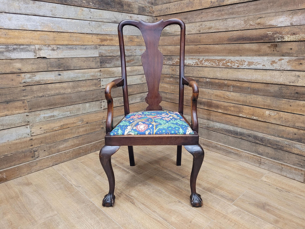 Antique Georgian Style Mahogany Claw Foot Armchair William Morris Bird Seat