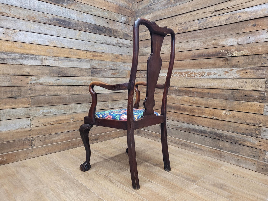 Antique Georgian Style Mahogany Claw Foot Armchair William Morris Bird Seat