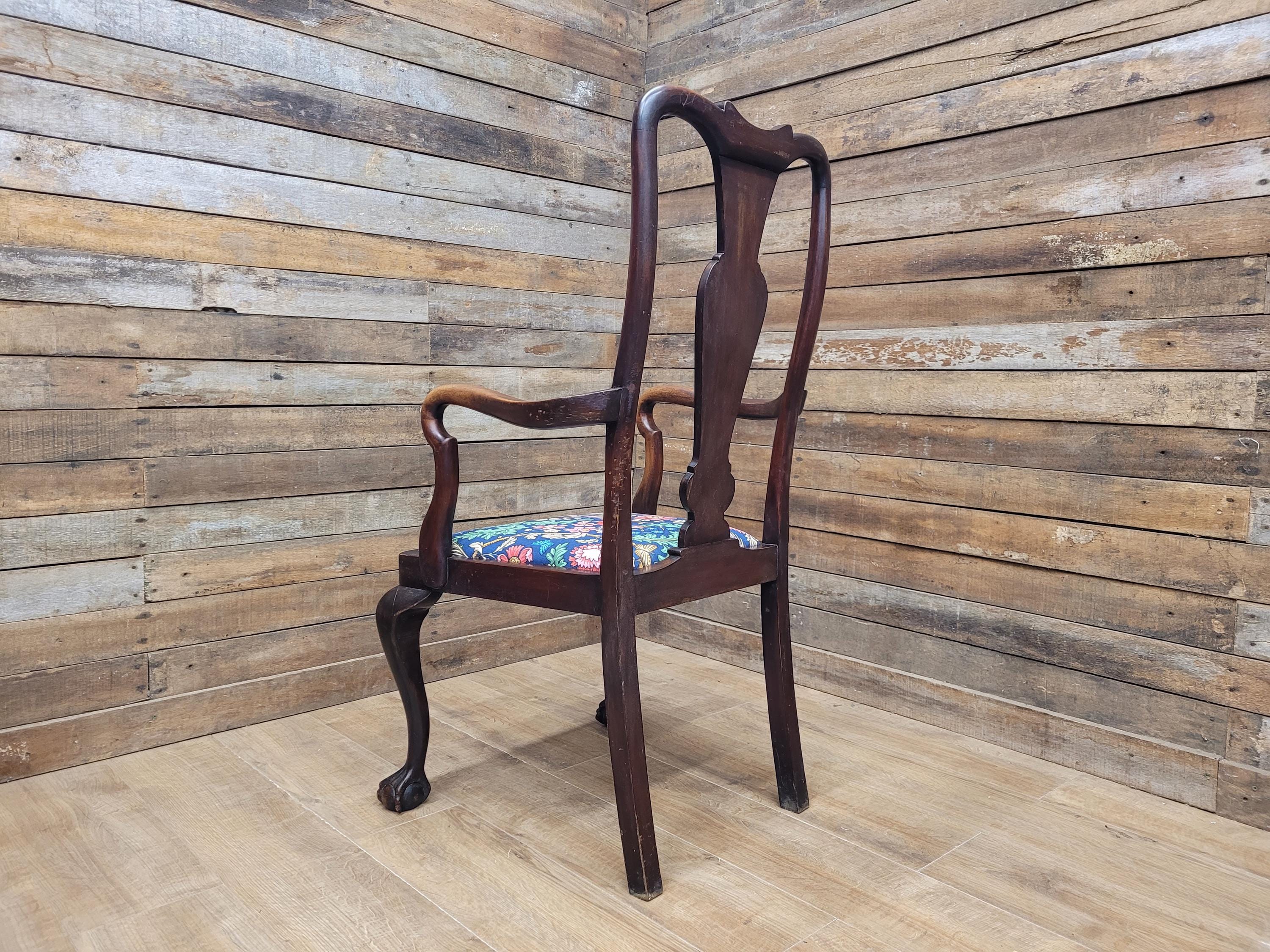 Antique Georgian Style Mahogany Claw Foot Armchair William Morris Bird Seat