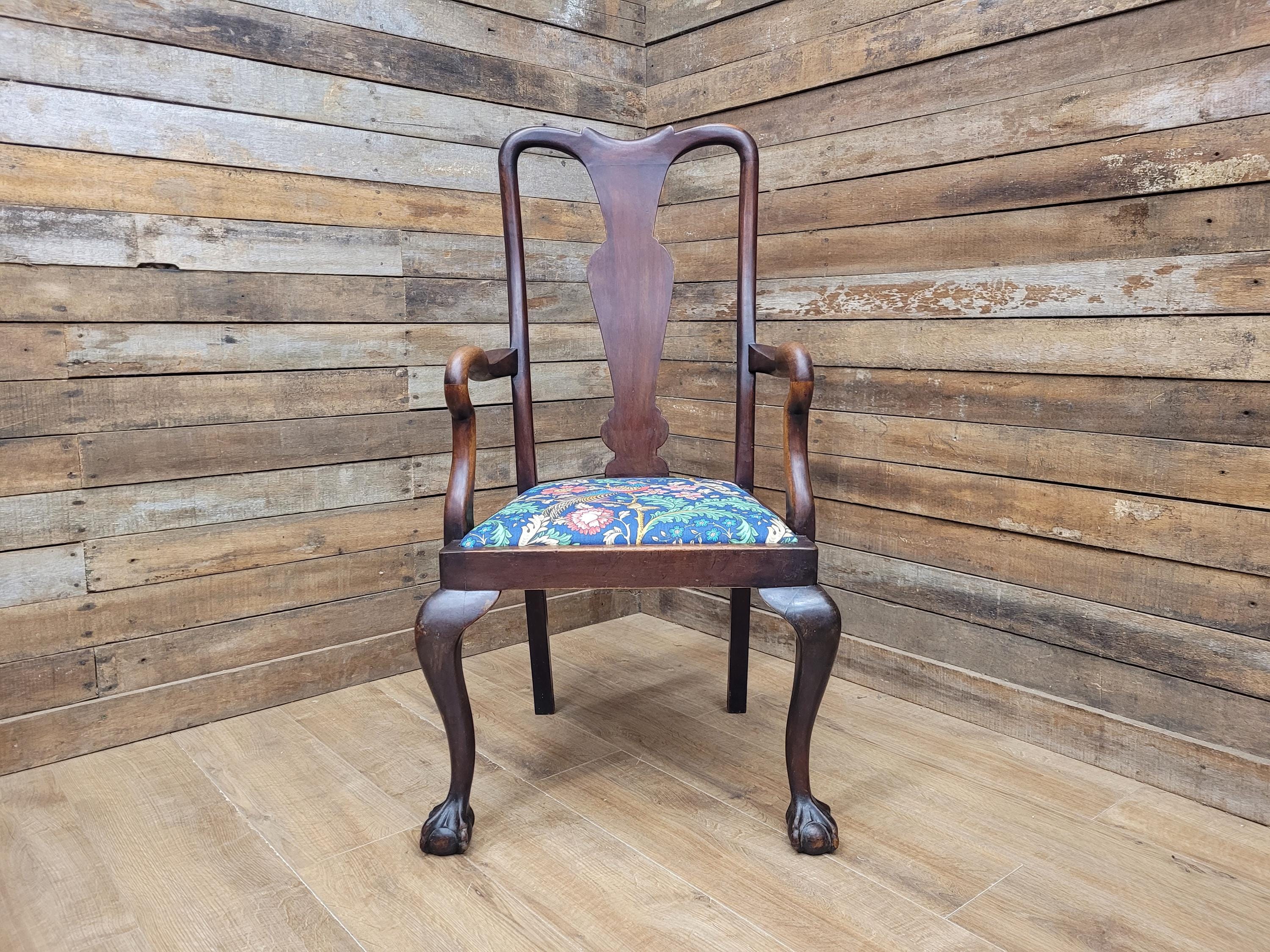Antique Georgian Style Mahogany Claw Foot Armchair William Morris Bird Seat