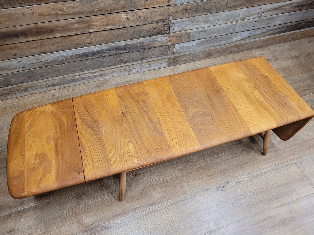 Ercol Model 456 Blonde Elm Drop Leaf Coffee Table Vintage Mid Century With Shelf