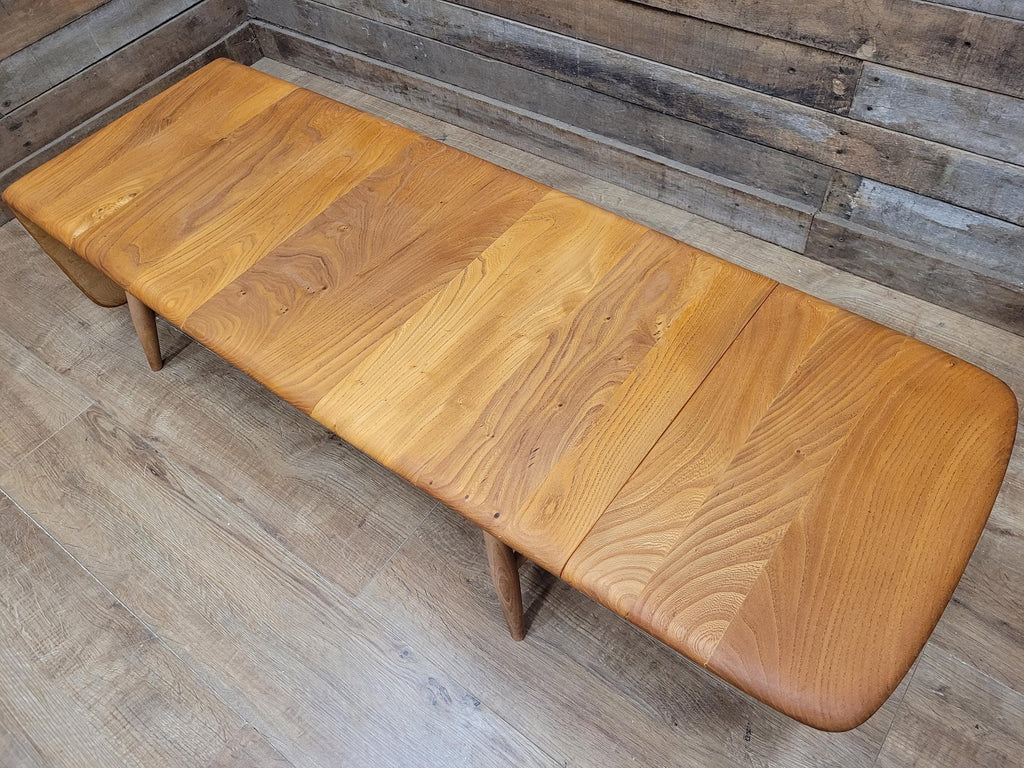 Ercol Model 456 Blonde Elm Drop Leaf Coffee Table Vintage Mid Century With Shelf