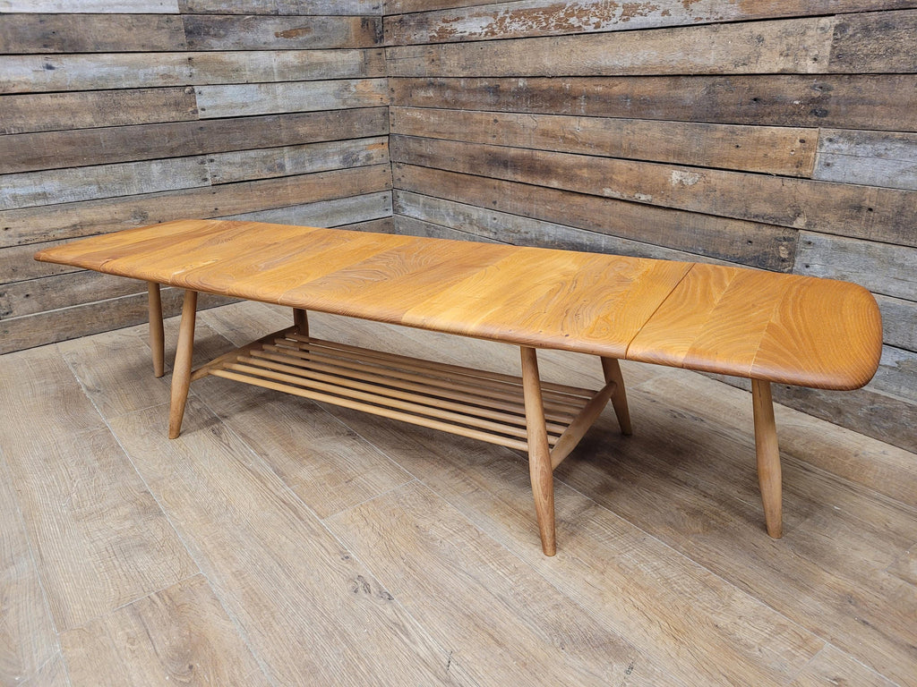 Ercol Model 456 Blonde Elm Drop Leaf Coffee Table Vintage Mid Century With Shelf