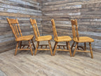 Four Vintage Whittier Solid Wood Dining Chairs Spindle Back Made in USA