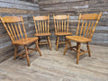 Four Vintage Whittier Solid Wood Dining Chairs Spindle Back Made in USA