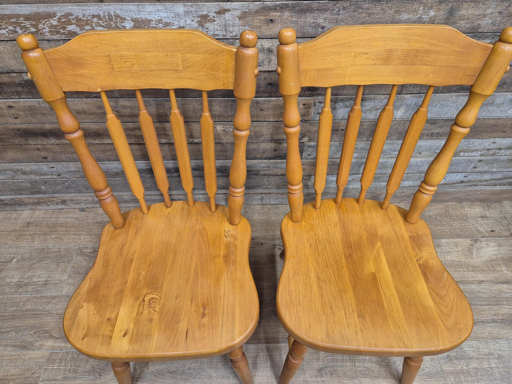 Four Vintage Whittier Solid Wood Dining Chairs Spindle Back Made in USA