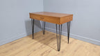 Mid Century Avalon Teak Side Table with Drawer Hairpin Legs Up Cycled Sideboard