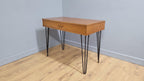 Mid Century Avalon Teak Side Table with Drawer Hairpin Legs Up Cycled Sideboard