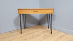 Mid Century Avalon Teak Side Table with Drawer Hairpin Legs Up Cycled Sideboard