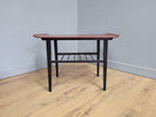 Mid Century Teak Style Tapered Black Leg Side Or Coffee Table Magazine Shelf