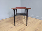 Mid Century Teak Style Tapered Black Leg Side Or Coffee Table Magazine Shelf