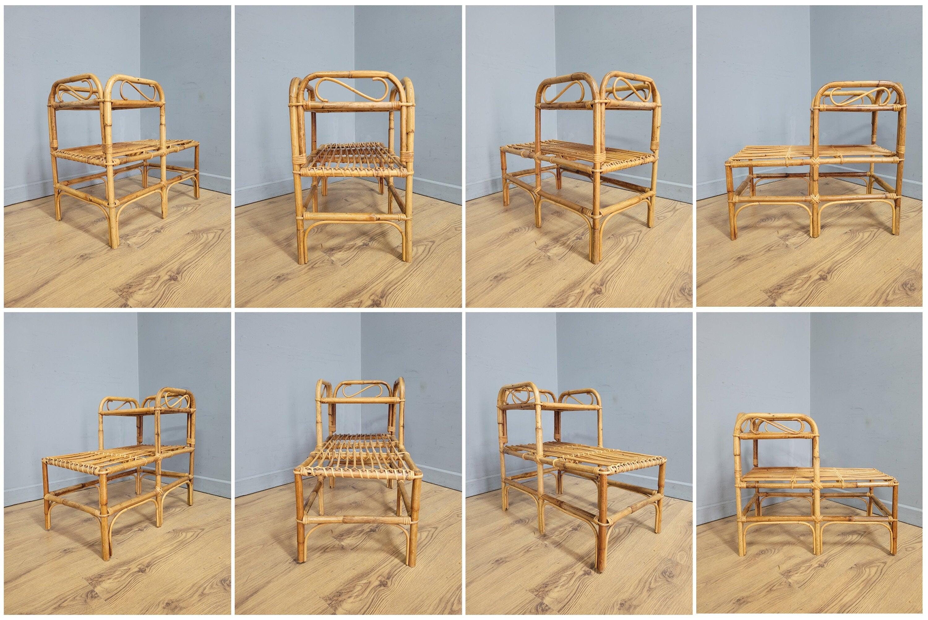 Mid Century Vintage Retro Bamboo Telephone Table