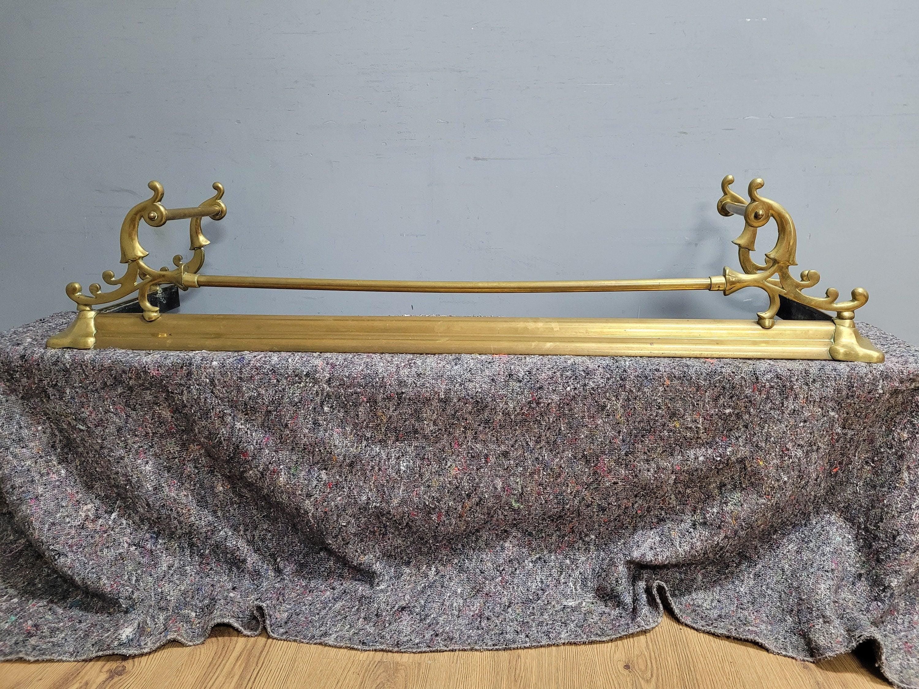 Antique Victorian Country House Art Nouveau Style Brass Fire Fender