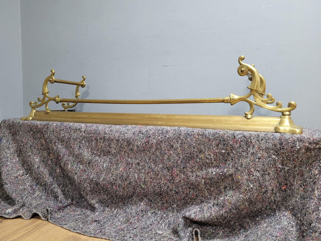 Antique Victorian Country House Art Nouveau Style Brass Fire Fender