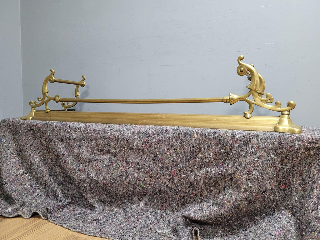 Antique Victorian Country House Art Nouveau Style Brass Fire Fender