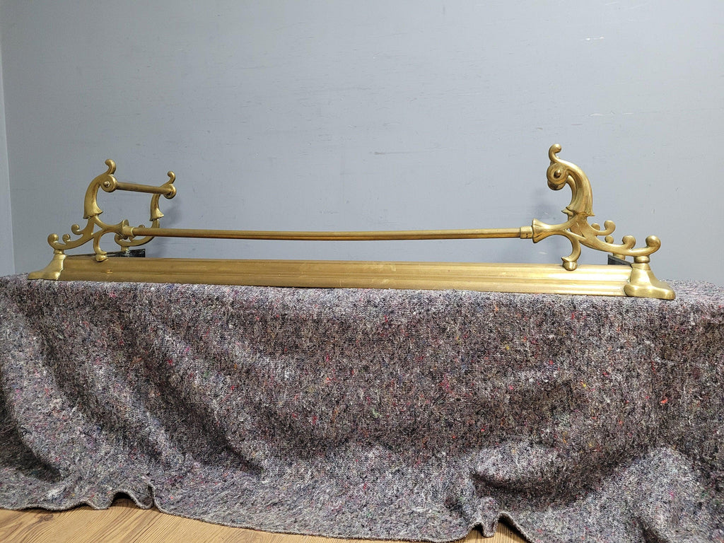 Antique Victorian Country House Art Nouveau Style Brass Fire Fender
