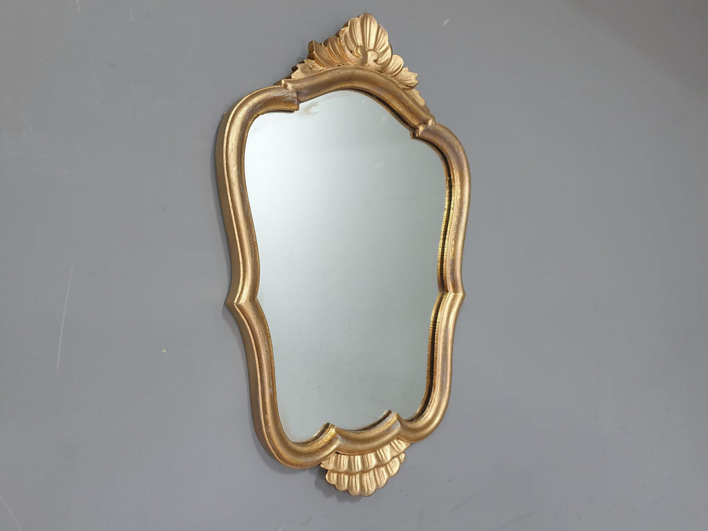 Vintage Ornate Distressed Gold Gilt Style Mirror Mantle Mirror