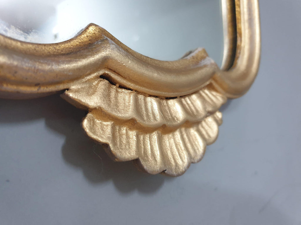 Vintage Ornate Distressed Gold Gilt Style Mirror Mantle Mirror