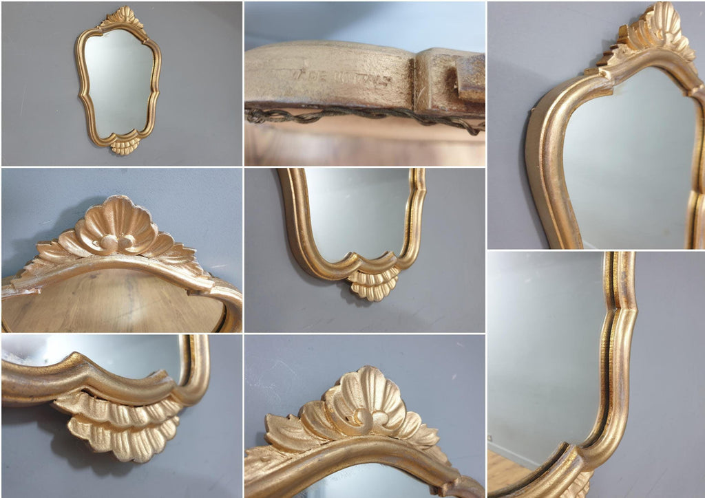Vintage Ornate Distressed Gold Gilt Style Mirror Mantle Mirror