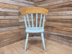 Vintage Country House Antique Waxed Distressed Painted Lath Back Carver Chair