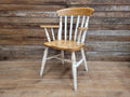 Antique Waxed Vintage Country House Distressed Painted Lath Back Carver Armchair