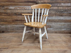 Antique Waxed Vintage Country House Distressed Painted Lath Back Carver Armchair