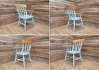 Vintage Country House Antique Waxed Distressed Painted Lath Back Carver Chair