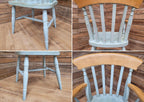 Vintage Country House Antique Waxed Distressed Painted Lath Back Carver Chair