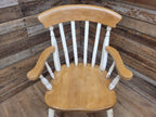 Antique Waxed Vintage Country House Distressed Painted Lath Back Carver Armchair