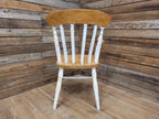 Antique Waxed Vintage Country House Distressed Painted Lath Back Carver Armchair