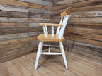 Antique Waxed Vintage Country House Distressed Painted Lath Back Carver Armchair
