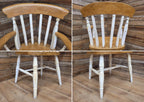 Antique Waxed Vintage Country House Distressed Painted Lath Back Carver Armchair