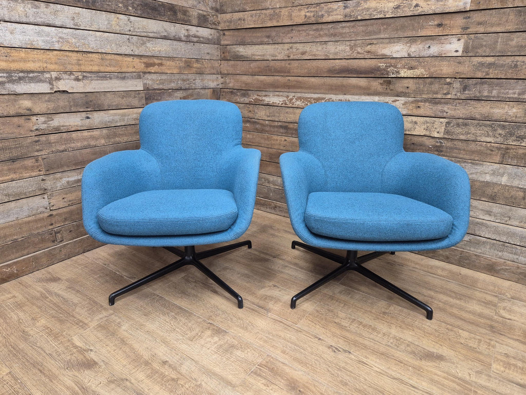 Pledge Toro Low Back Swivel Armchairs - Camira Blazer Abertay Blue - 8 Available