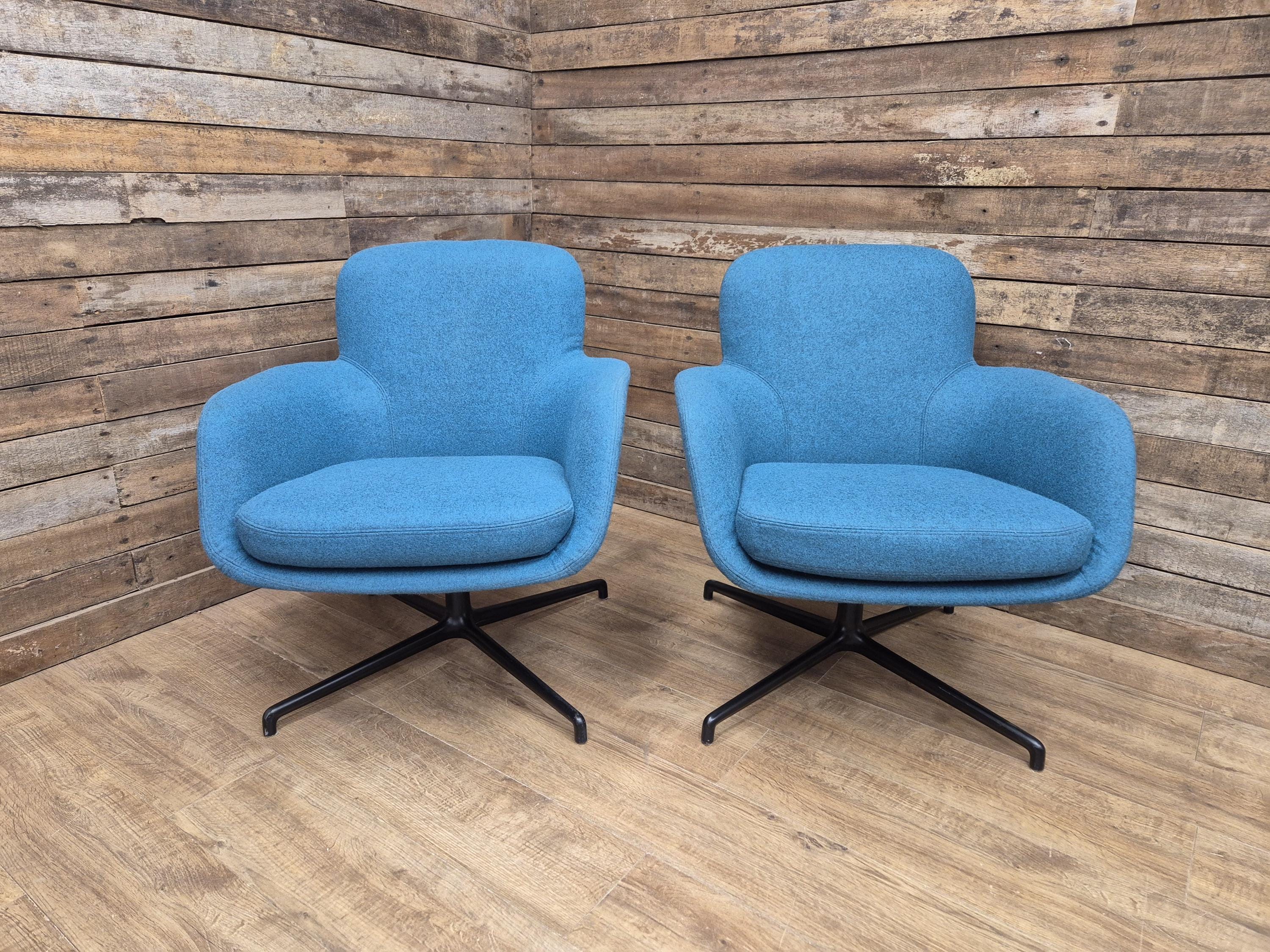 Pledge Toro Low Back Swivel Armchairs - Camira Blazer Abertay Blue - 8 Available