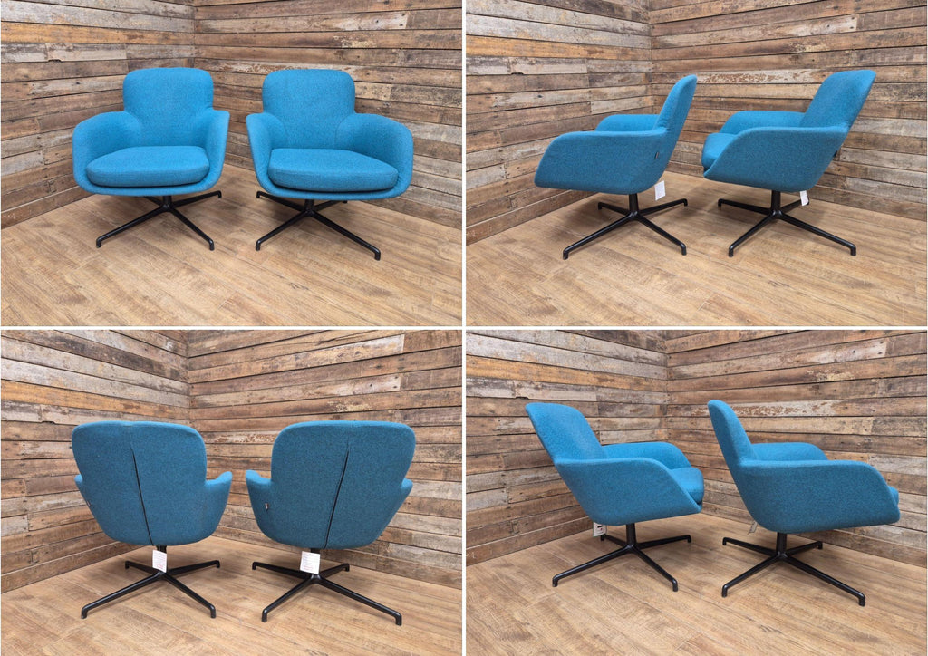 Pledge Toro Low Back Swivel Armchairs - Camira Blazer Abertay Blue - 8 Available