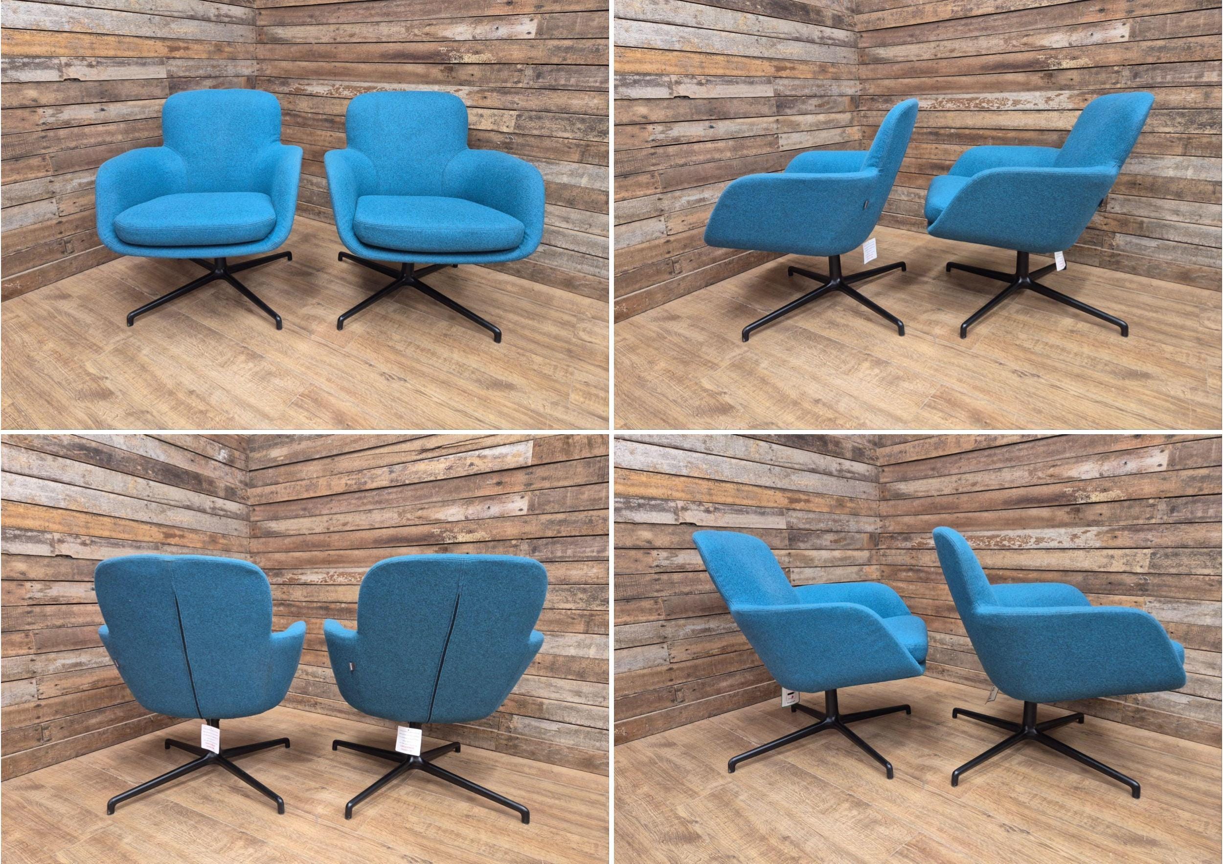 Pledge Toro Low Back Swivel Armchairs - Camira Blazer Abertay Blue - 8 Available
