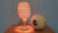 Vintage Wicker Rattan Wooden Table Lamp and Matching Ceiling Pendant Light Shade