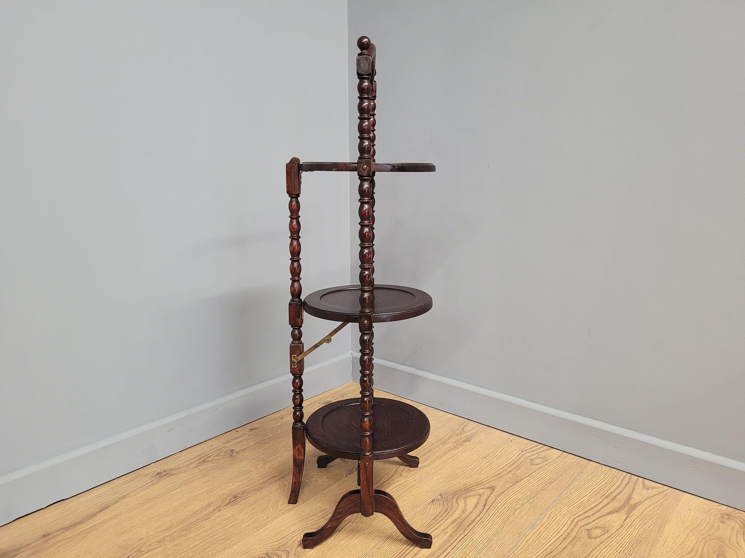 Antique Oak Bobbin Folding Cake Stand Tea Table Afternoon Tea