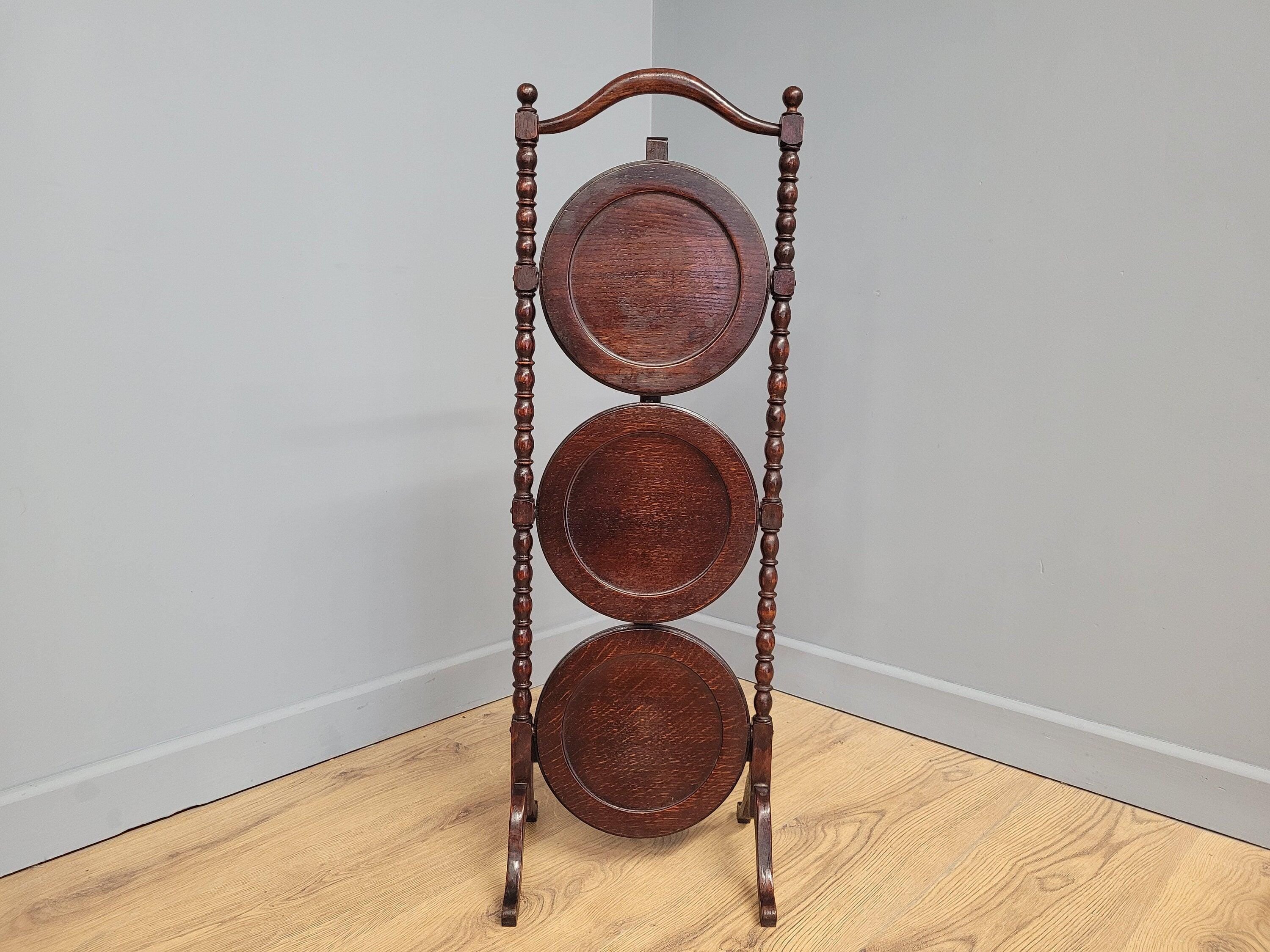 Antique Oak Bobbin Folding Cake Stand Tea Table Afternoon Tea