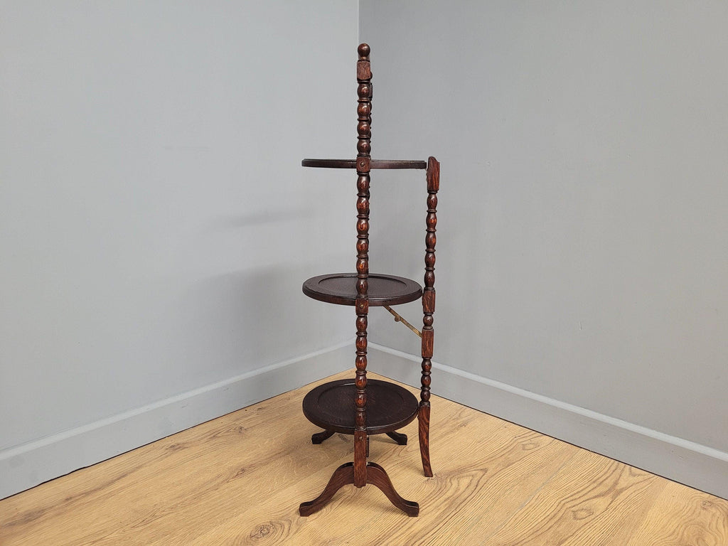 Antique Oak Bobbin Folding Cake Stand Tea Table Afternoon Tea