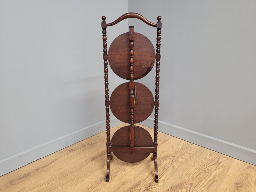 Antique Oak Bobbin Folding Cake Stand Tea Table Afternoon Tea