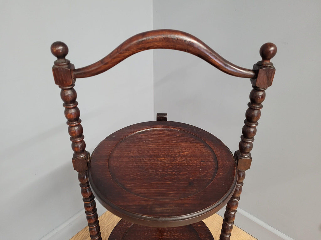 Antique Oak Bobbin Folding Cake Stand Tea Table Afternoon Tea