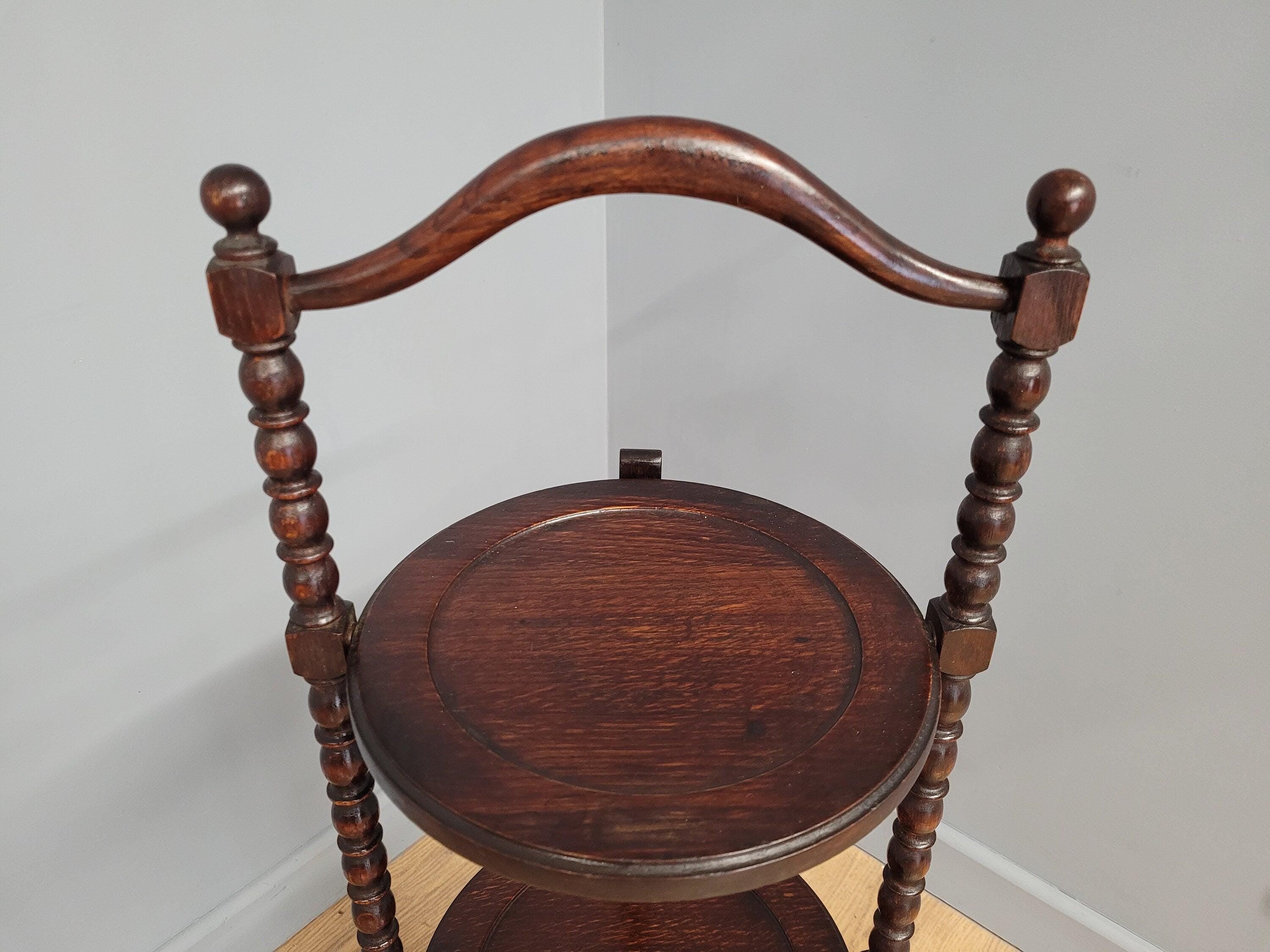 Antique Oak Bobbin Folding Cake Stand Tea Table Afternoon Tea